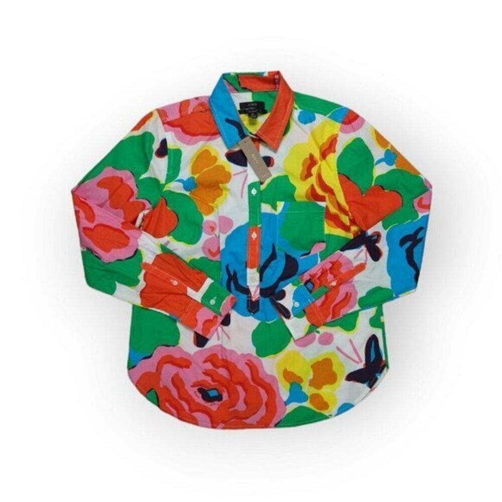 New J. Crew Cotton Poplin Classic Popover Shirt Ratti Jardin Flora Womens 6